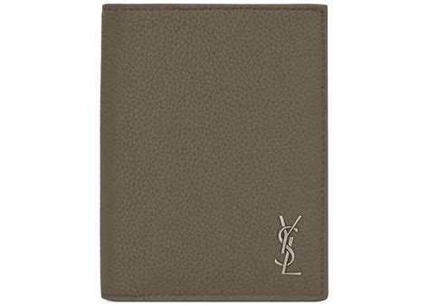 Saint Laurent Tiny Cassandre Credit Card Wallet In Grained Leather Dar ...