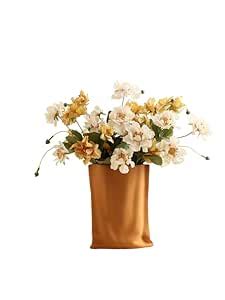 Buy Silver Martini Orange Porcelain Twisted Artificial Flower Vase ...