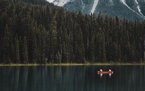 Wallpaper lake, boat, mountains, beautiful landscape hd, picture, image