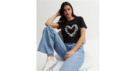 Black Daisy Grow with Love Crew Neck Logo T-Shirt | New Look