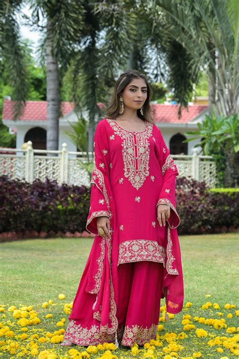 Pink Embroidered Kurta Set – Diantha Official