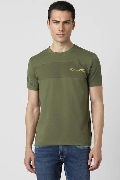 Buy Men Green Solid Crew Neck T-shirt Online - 39624644 | Van Heusen