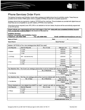 Fillable Online Phone Services Order Form - Australia Fax Email Print ...