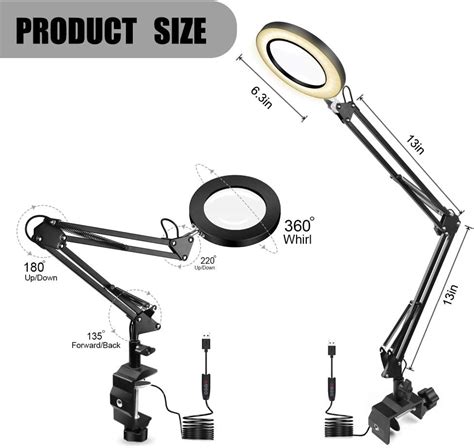 Buy Magnifying Glass with Light, 3 Color Modes Stepless Dimming ...