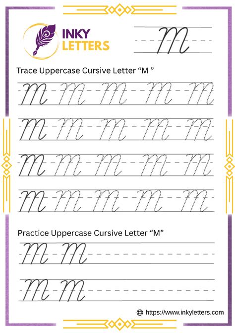 Cursive M - Worksheets and Tutorial (Uppercase + Lowercase)
