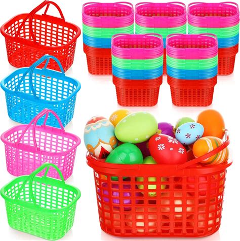 Amazon.com: 100 Pcs Plastic Easter Basket Bulk for Egg Hunts Plastic ...