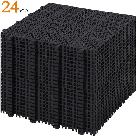 24 PCS Interlocking Deck Tiles 12" x 12", Plastic Patio Tiles Outdoor ...