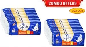 Safelite Extra Large Sanitary Napkin, Advance Leak Lock Technology ...