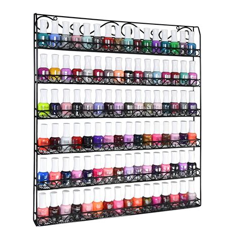 Buy AMT 6 TIER Metal Nail Polish Racks- Up To 108 BOTTLES, Clear Nail ...