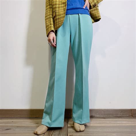 70s mint green flare pants | LEMON
