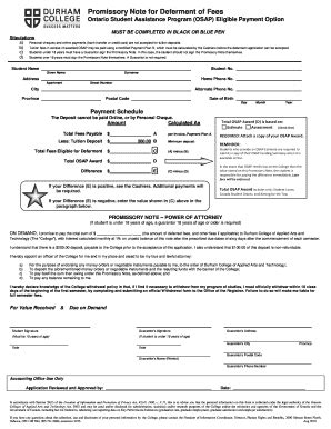 Fillable Online durham college promissory note form Fax Email Print ...
