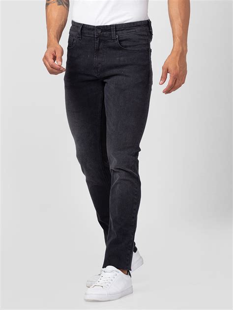 Spykar Men Carbon Black Cotton Regular Fit Narrow Length Jeans (Rover ...