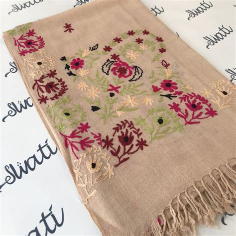 Swati woolen shawl with multi color aari embroidery - hand embroidered ...