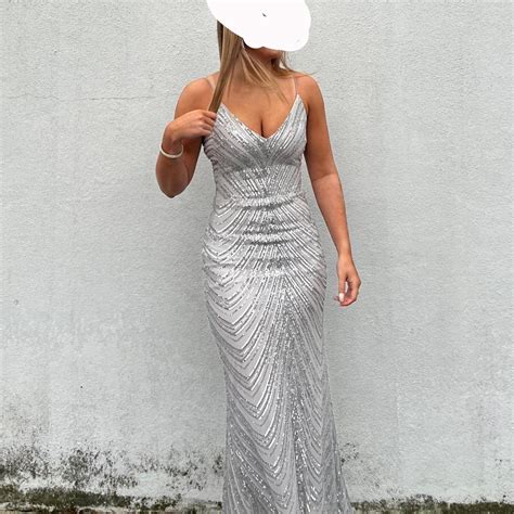 JCPenney Women's Silver and Grey Dress | Depop