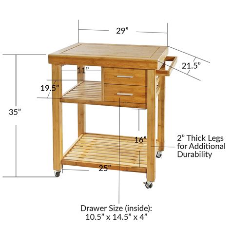 Rolling Bamboo Wood Kitchen Island Cart Trolley, Kitchen Trolley Cart ...