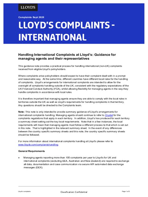 Fillable Online International Complaints Guidance Note - Process Review ...