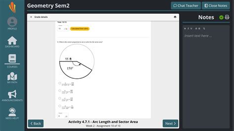 What is the correct proportion to use to solve for the sector area ...