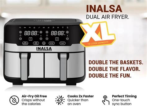 Inalsa Nutri Fry Dual Zone , 2100W , XL 10litres Capacity , Digital ...