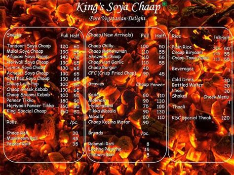 Menu at King's Soya Chaap, Lucknow
