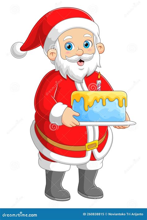 Santa Claus Carrying Birthday Cake Stock Vector - Illustration of ...