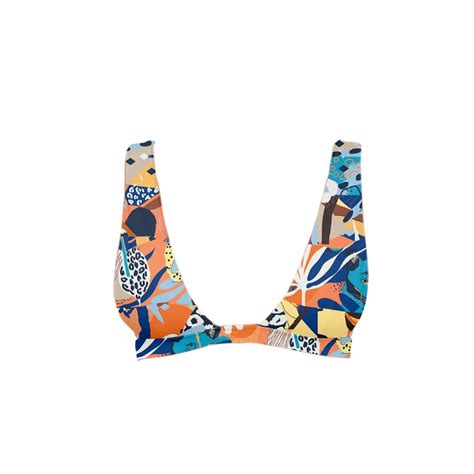 Tropical Print Plunge Neck Bikini Top – Tan Swimwear & Activewear ...