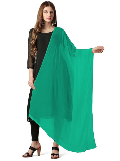 Buy Mehrang Women's Printed Chiffon Dupatta With Lace on Border, 2.3 ...