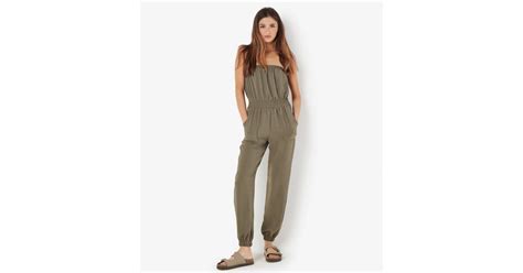 Apricot Olive Bandeau Utility Jumpsuit | New Look
