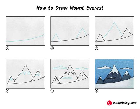 How to Draw Mount Everest - HelloArtsy