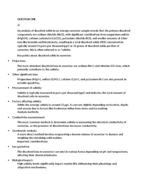 Marine Boiler Marking Scheme: Analysis of Dissolved Solids in Water ...