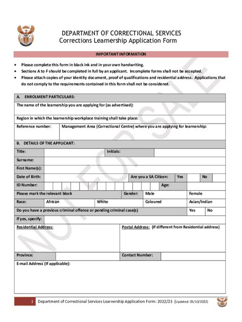 2022-2026 Form ZA Application for Admission to a Learnership in DCS ...