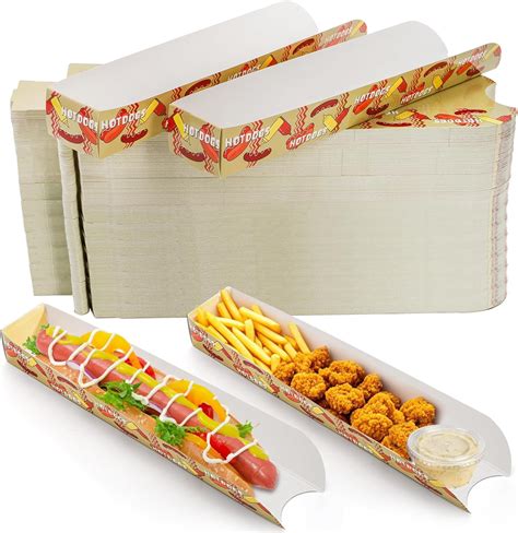 Amazon.com: DEAYOU 300 Pack Hot Dog Trays, Open-Design Hot Dog ...