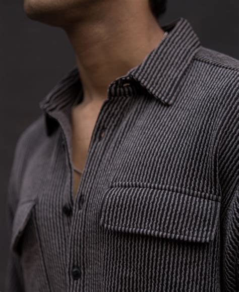 Black Structured Knitted Oversized Half Sleeves Shirt – Powerlook