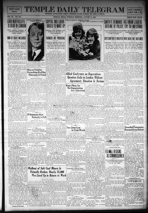 Temple Daily Telegram (Temple, Tex.), Vol. 15, No. 231, Ed. 1 Tuesday ...