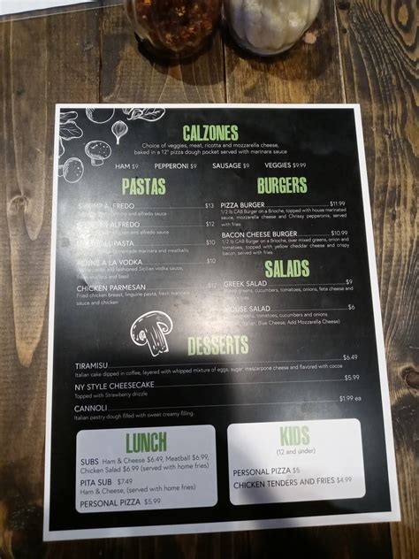 Menu at Up North Pizzeria, Goldsboro
