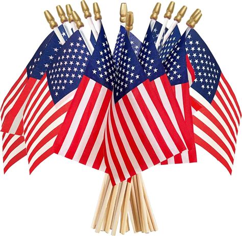 Amazon.com: Small American Flags on Sticks Handheld Spearhead Mini ...