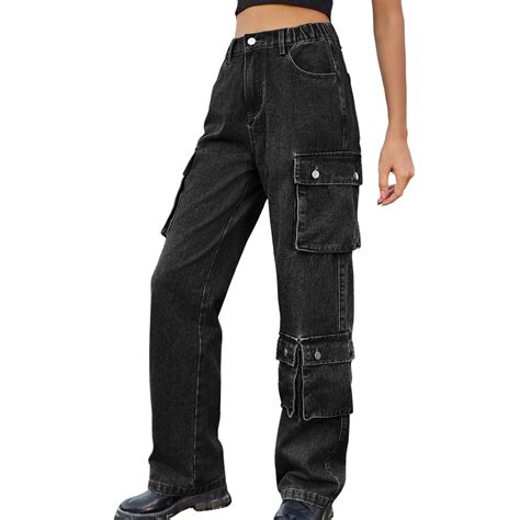 VBARHMQRT Female Stretchy Jeans for Women Plus Size Black Denim Wash ...