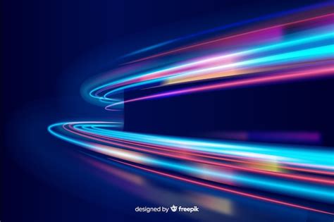 Colorful neon wavy light trail background | Free Vector