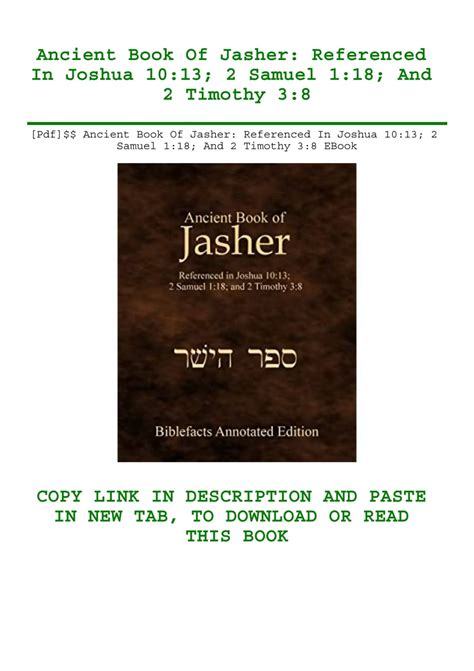 [Pdf]$$ Ancient Book Of Jasher Referenced In Joshua 1013; 2 Samuel 118 ...