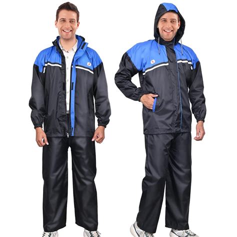 Hacer Diamond Raincoat Set | Black & Blue, Xxl