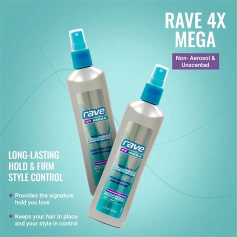 Rave 4X Mega Unscented Hairspray with Climashield, 11.0 FL OZ, Pack of ...