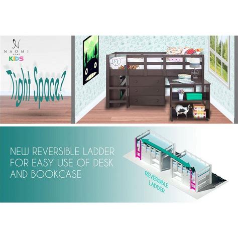 White, Twin Loft Bed with Desk, Low Study Kids Loft India | Ubuy