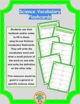 Science Vocabulary Flashcards Packet