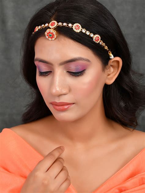 Buy Wedding Kundan Borla Head Chain - Head Jewellery for Women Online ...