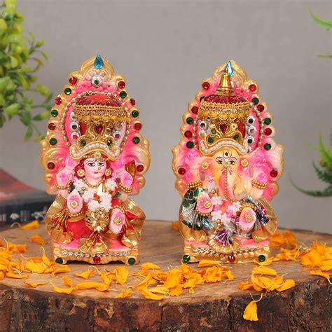 Buy Khajuraho Crafts Assorted Laxmi Ganesh Idol | Gorgeous Terracotta ...