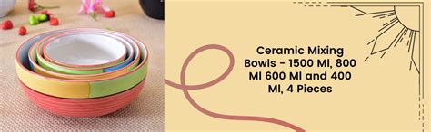 Buy KunhaR Ceramic Mixing Bowls - 1500 Ml, 800 Ml, 600 Ml and 400 Ml, 4 ...