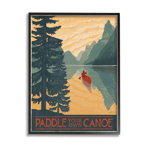 Stupell Industries Paddle Your Own Canoe Phrase Mountain Lake Adventure ...
