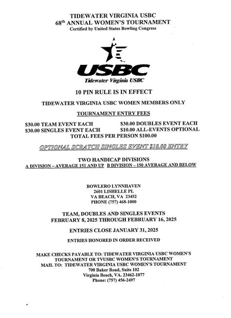 68th Annual Womens Tournament, 700 Baker Rd, Ste 102, Virginia Beach ...