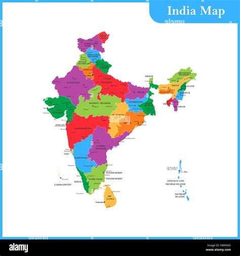 Map of india with cities and regions Stock Vector Images - Alamy