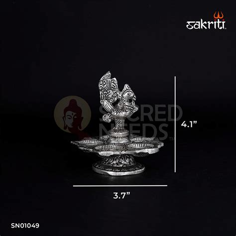 Aluminium Peacock Deepam Silver Polish – 4.1 Inch Traditional Oil Lamp ...