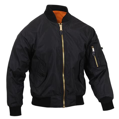 Rothco Lightweight MA-1 Flight Jacket, Military Bomber Jacket, Black ...